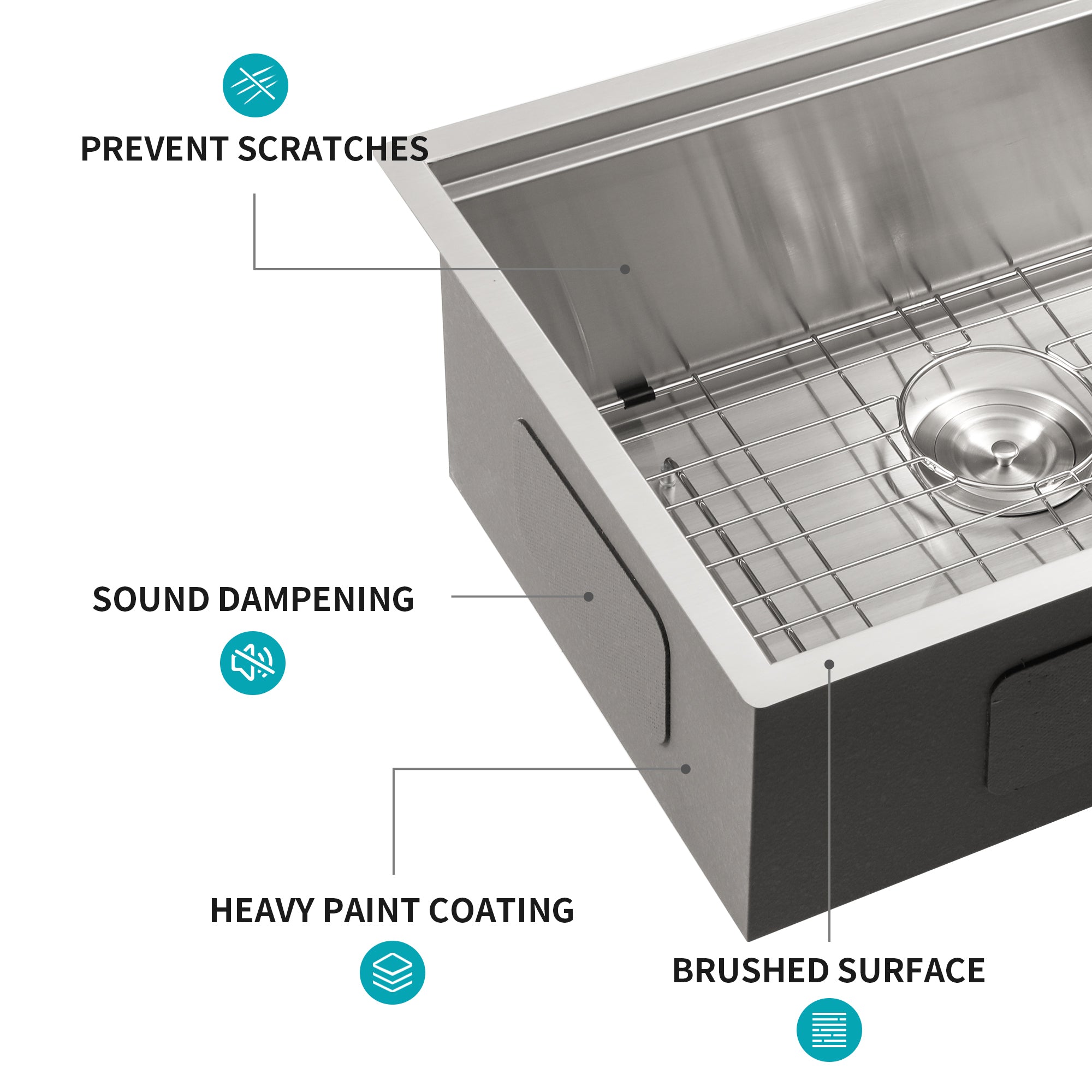 Single Bowl Undermount Workstation Kitchen Sink - 33"x19"x 10" Inch 16 Gauge Stainless Steel Deep Sink