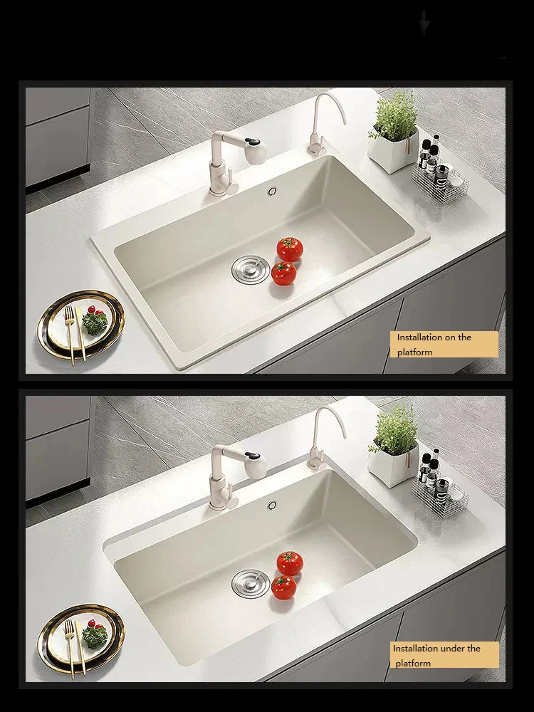 Vegetable washing basin Quartz stone sink Single trough domestic vegetable washing basin Granite kitchen sink Oat