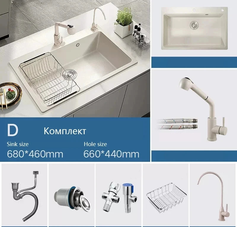 Vegetable washing basin Quartz stone sink Single trough domestic vegetable washing basin Granite kitchen sink Oat