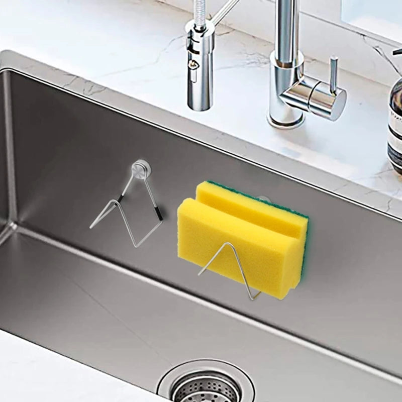 K1MF Magnetic Sponge Holder for Kitchen Sink Stainless Steel Drain Rack Detachable Cleaning Cloth Shelf Dish Drainer