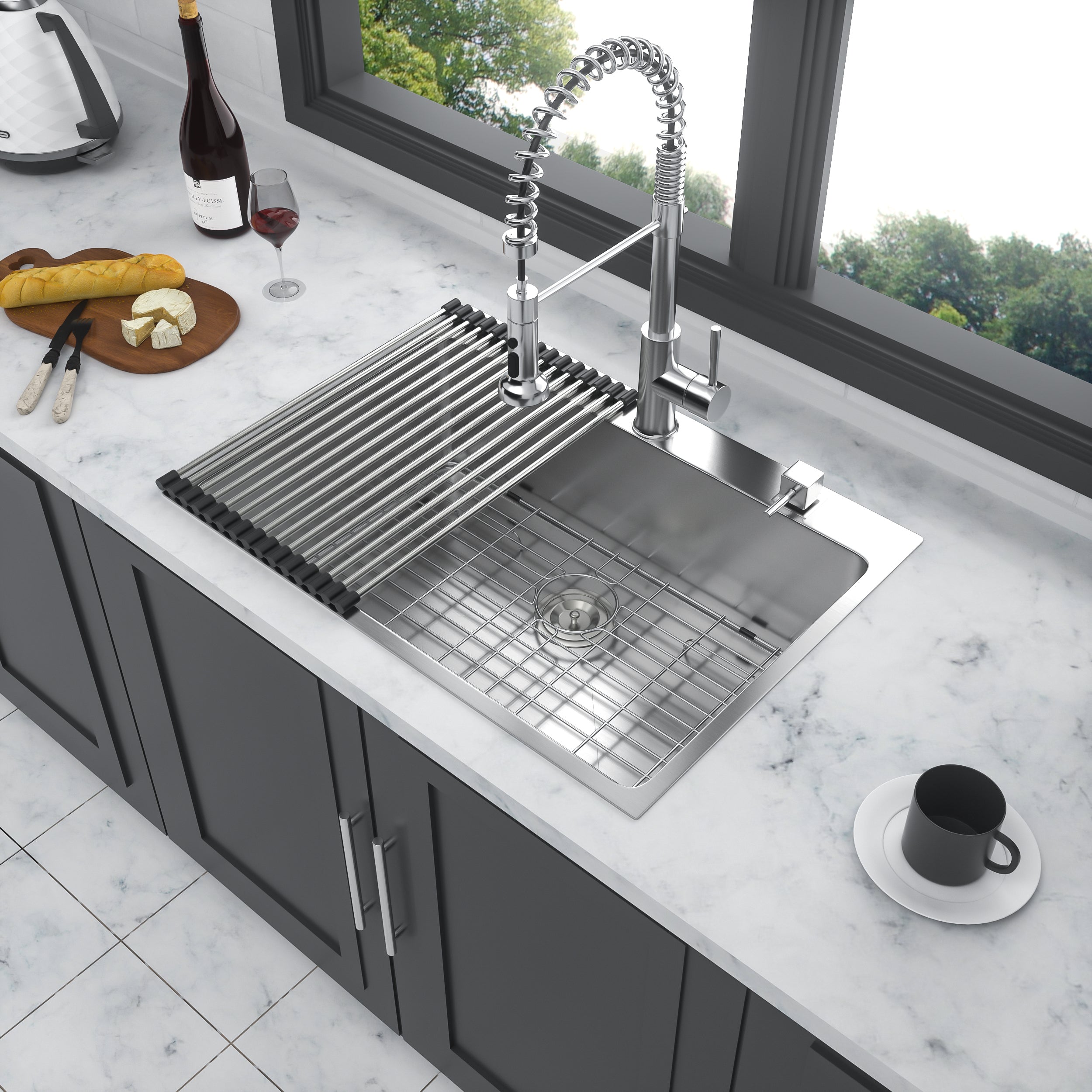 Stainless Steel Drop In Kitchen Sink - 25 Inch Drop-in Topmount Sinks 16 Gauge R10 Tight Radius Deep Single Bowl 25" Basin Sink