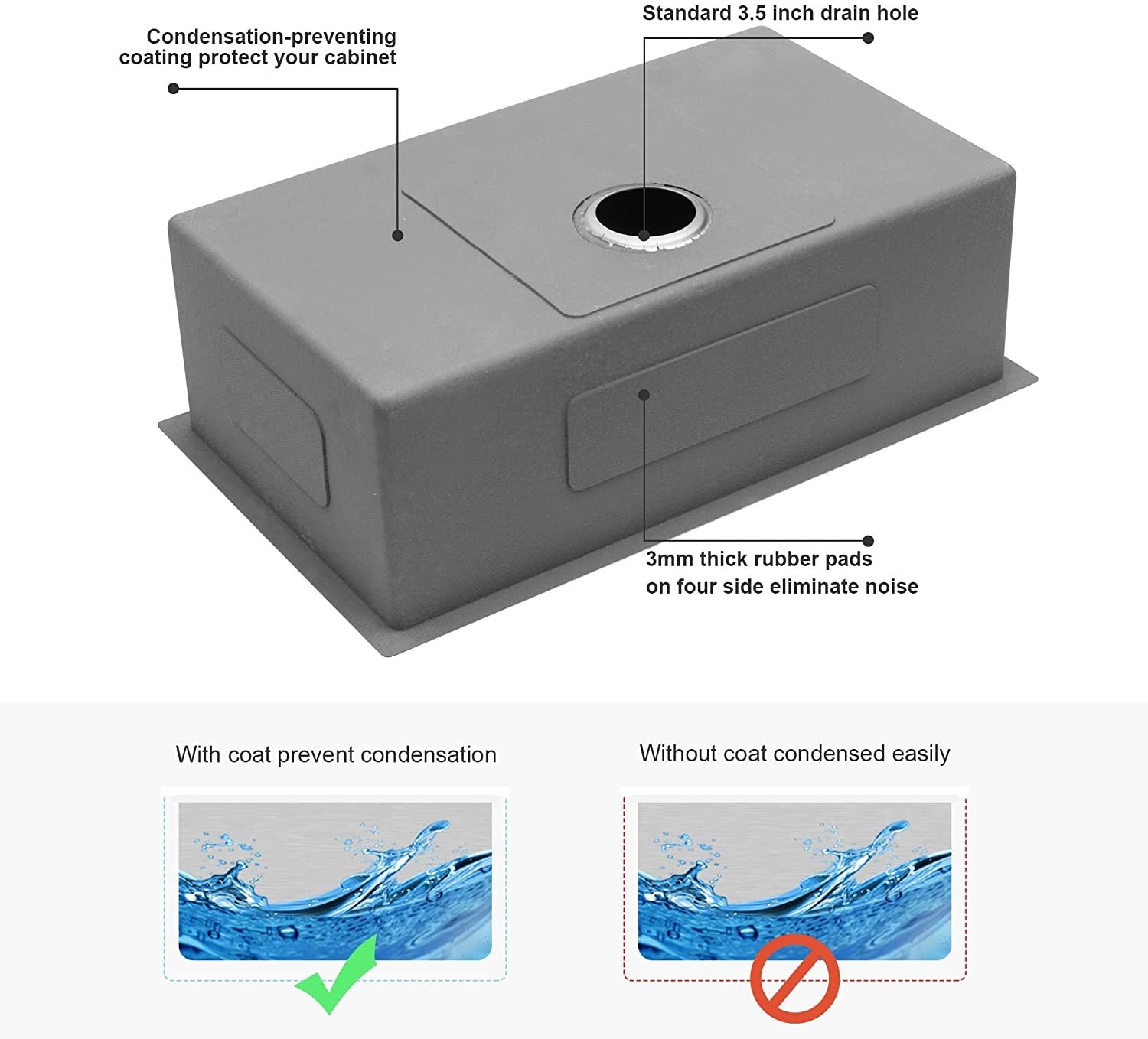 30" L X 18" W Undermount Kitchen Sink With Sink Grid