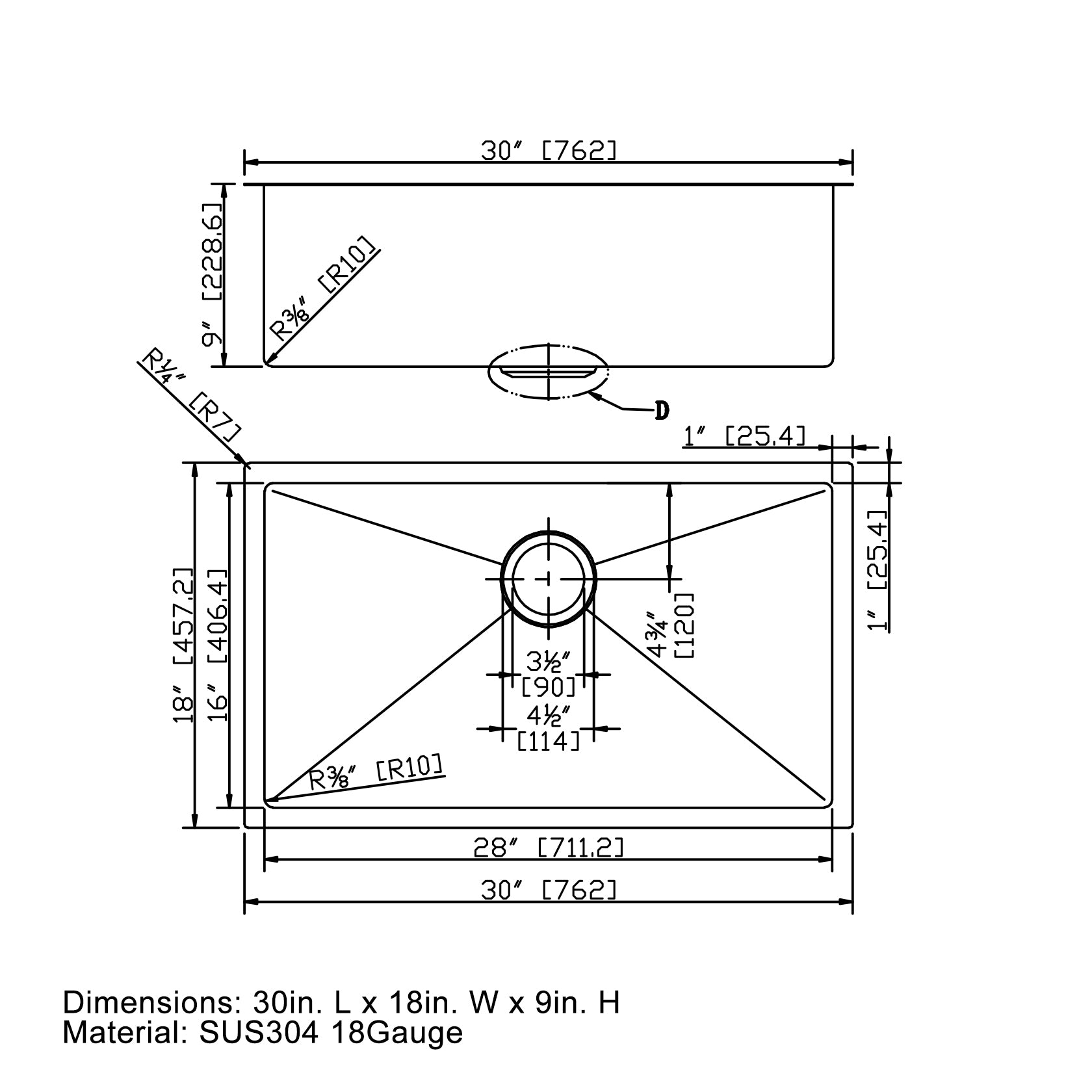 30" L X 18" W Undermount Kitchen Sink With Sink Grid