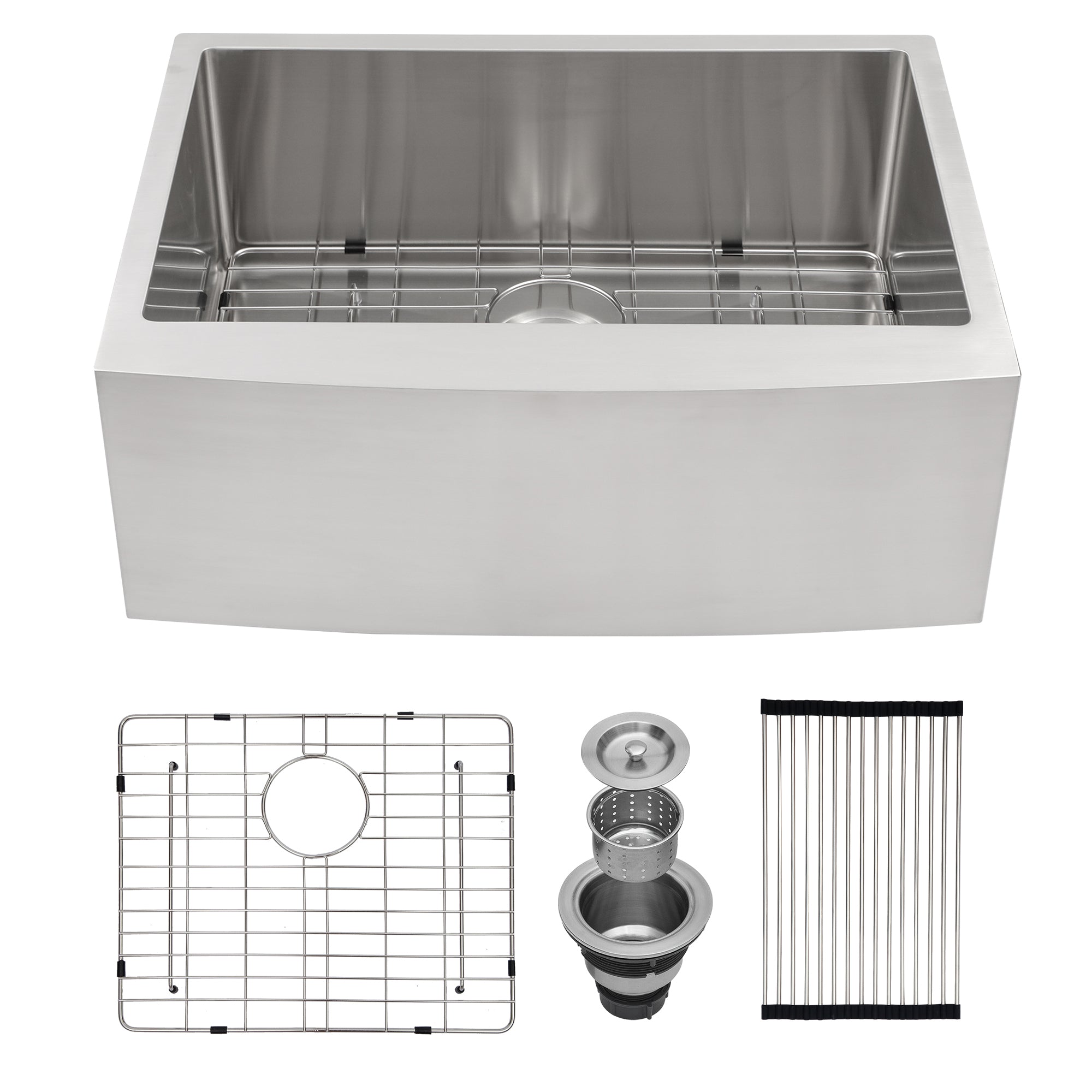 24 Inch Farmhouse Kitchen Sink - 24"x21"x10" Stainless Steel Apron Front Farmhouse Sink 10 Inch Deep 16 Gauge Single Bowl Kitchen Sink Basin