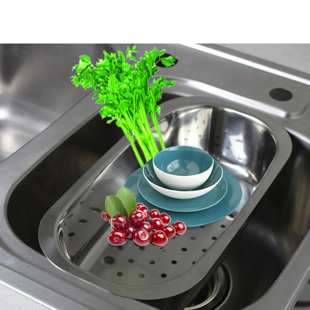 Talea  Popular Tray Stainless Steel Kitchen Fruits Vegetables Draining Dish Bowl Drainer Drying Basket Storage Tray