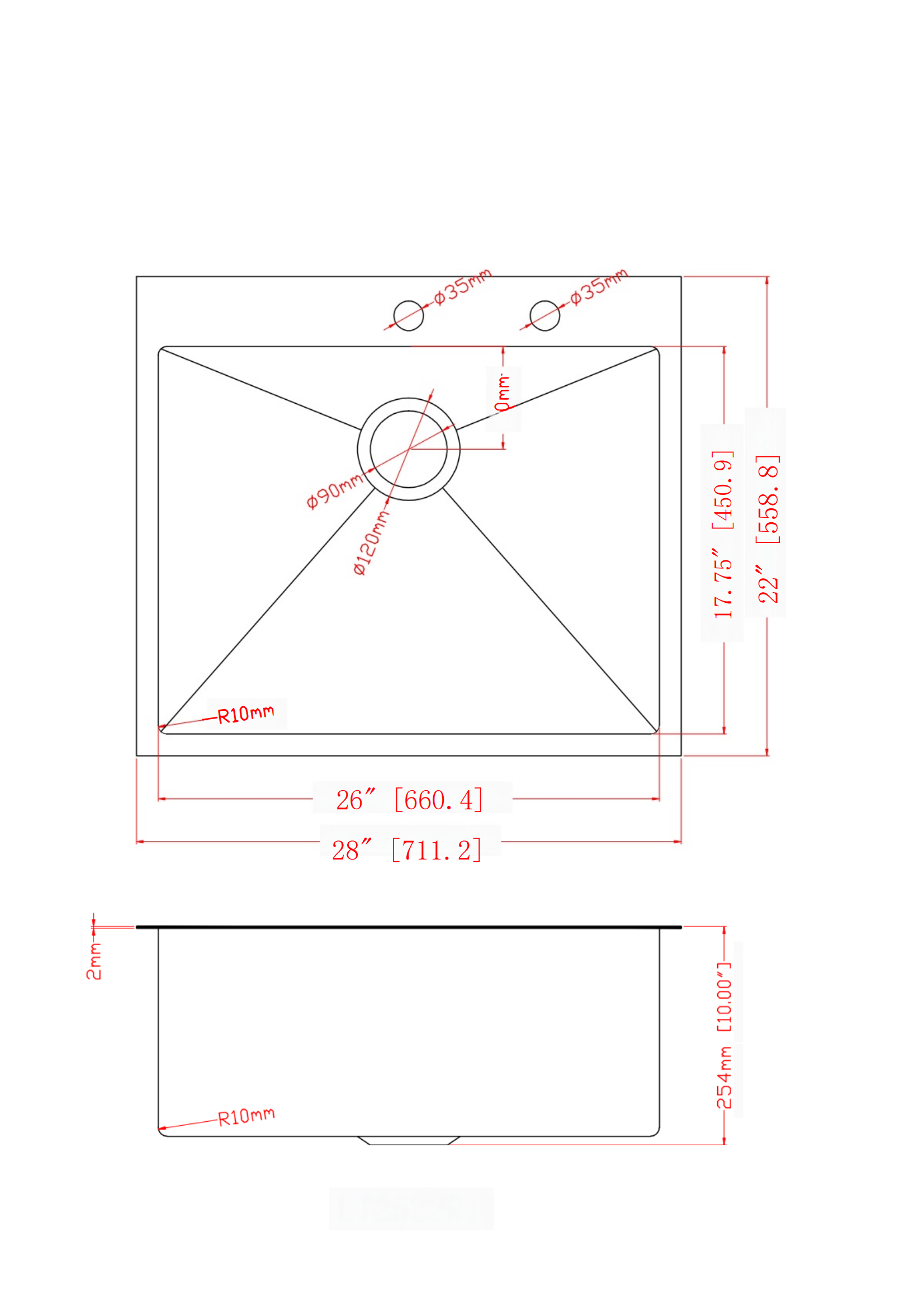 28x22x10 inch Kitchen Sink Drop In 16 Gauge Stainless Steel 28" Single Bowl Topmount Kitchen Sink Basin