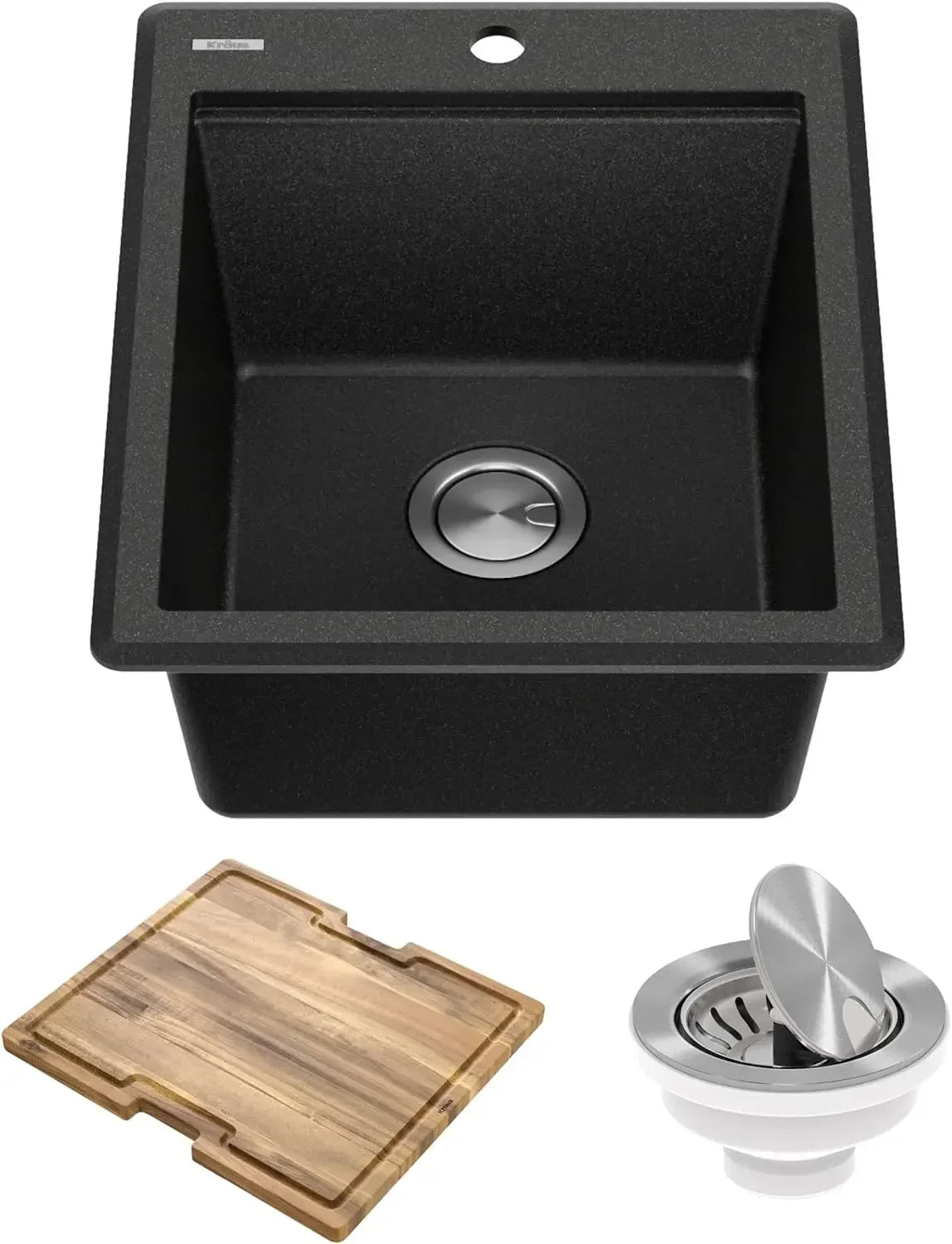 Workstation 30 Inch Base Granite Composite Single Bowl Kitchen Sink, Metal Black,with Accessories Product D19 "D X 29" W X 10 "H