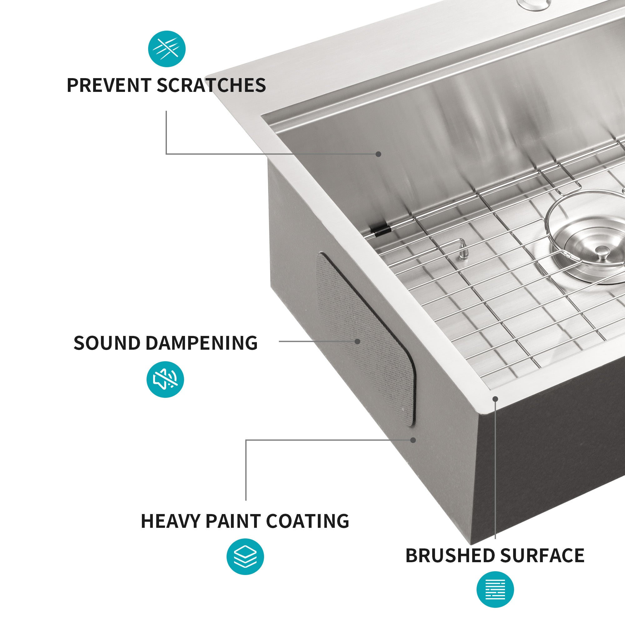 33 Drop in Farmhouse Sink Workstation - 33*22*10 Inch Kitchen Sink Stainless Steel 16 gauge Topmount Apron Front Kitchen Sink