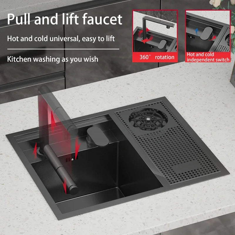 Hidden Cup Washer Sink Nano Stainless Steel kitchen Sink Bar Invisible Sink To Make A Camper Van With Cover Plate Small Pool