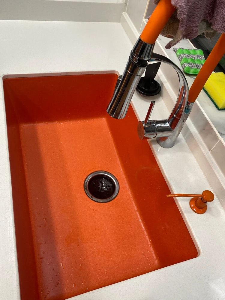 Orange Quartz Sink Kitchen Middle Island Basin Color Washing Basin Granite Counter Middle Basin Thickened Pole