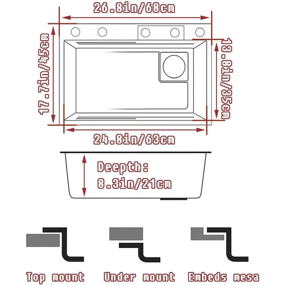 Black 304 Stainless Steel Nano Undermount/Drop in Waterfall Single Bowl Kitchen Sink With Pull-Out Faucet,Knob Control