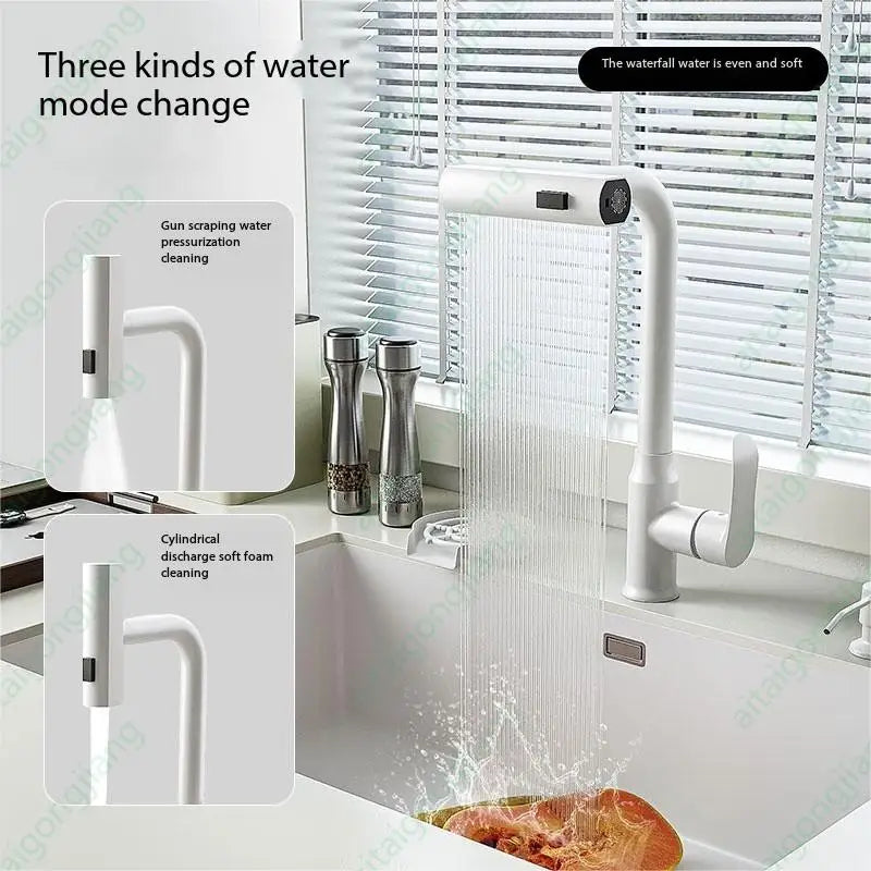 Household White fly Rain Waterfall Sink Nano 304 Stainless Steel Large Single Sink Kitchen Wash Basin Cup Washer soap dispenser