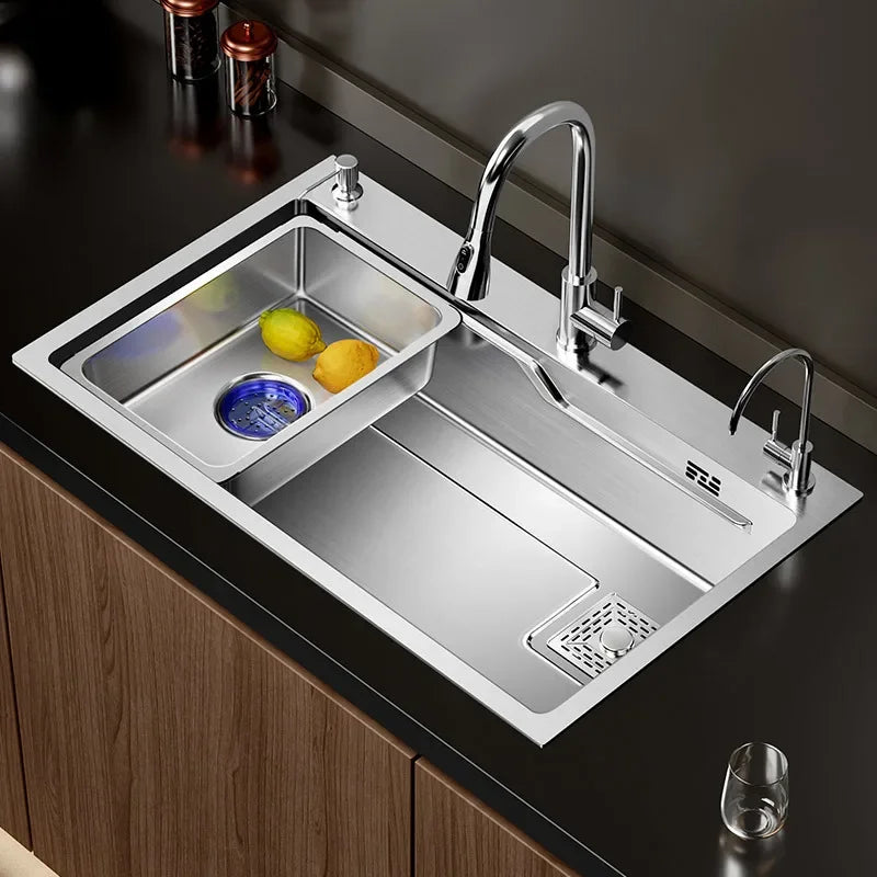 Multiple Size Nano 304 Stainless Steel Kitchen Sink Large Single-slot Washbasin Bowl For Home Improvement Drain Accessories