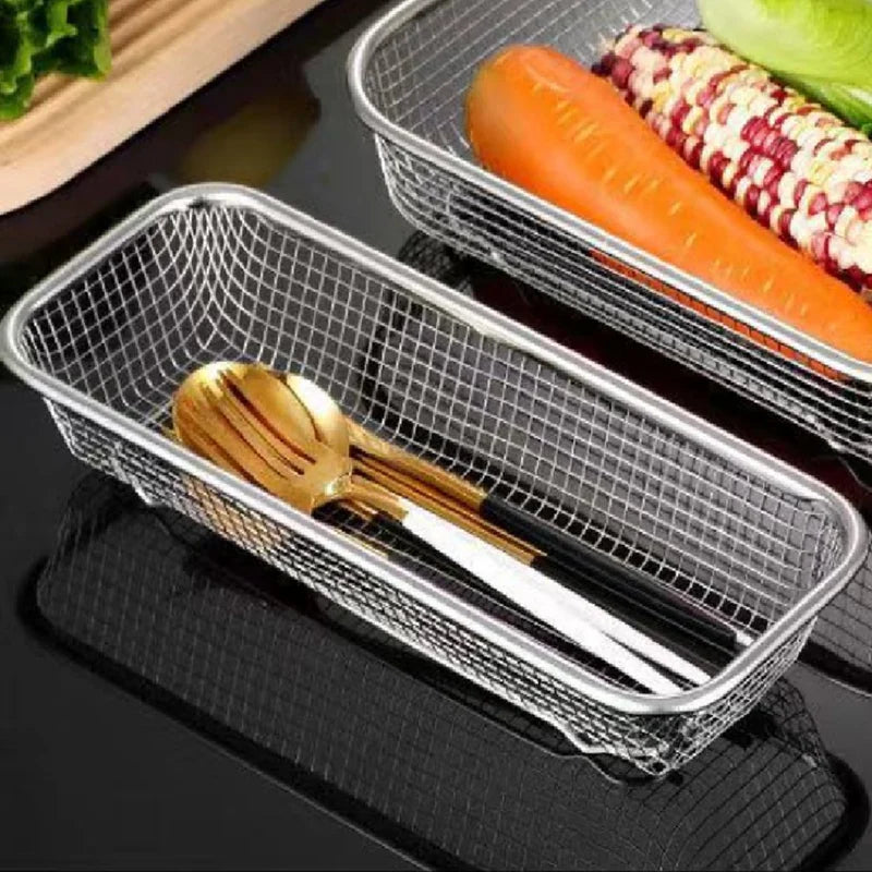 2 Pack Stainless Steel Utensils Holder Compact Dish Rack Chopsticks Spoons Drainer Basket Organizer