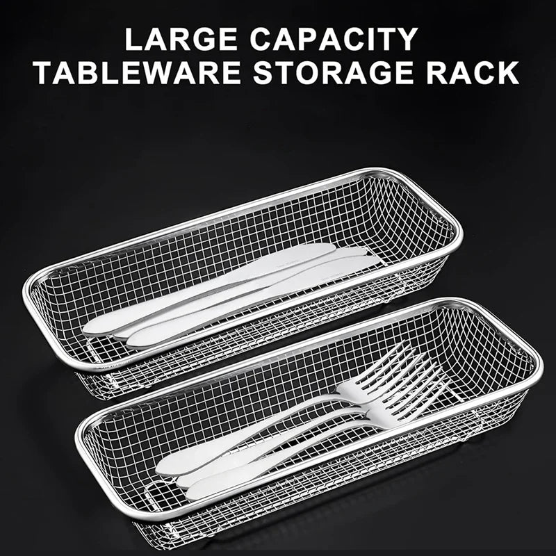 2 Pack Stainless Steel Utensils Holder Compact Dish Rack Chopsticks Spoons Drainer Basket Organizer