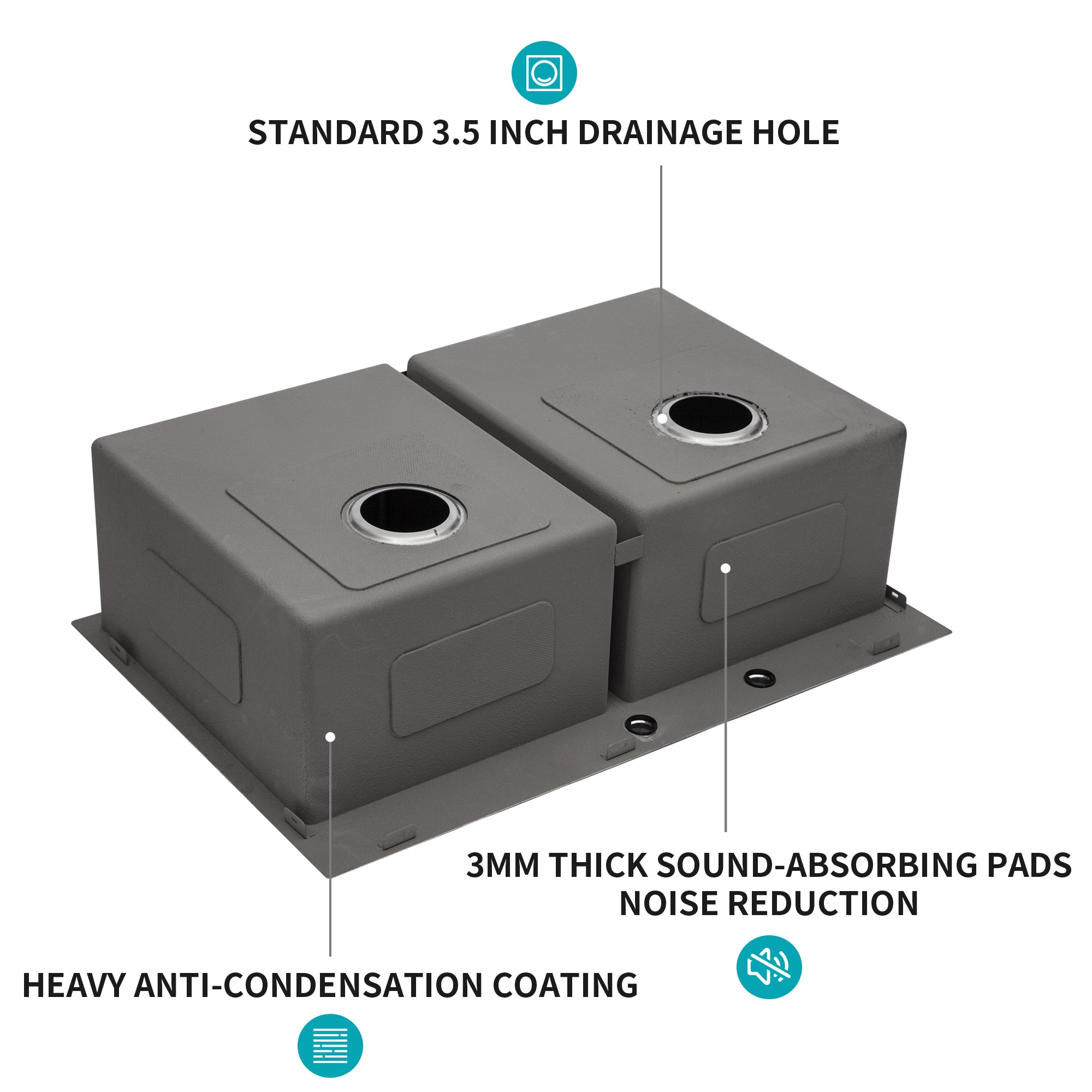 Double Bowl (50/50) Drop in Sink - 33"x22"x10" Stainless Steel Kitchen Sink 16 Gauge with Two 10" Deep Basin