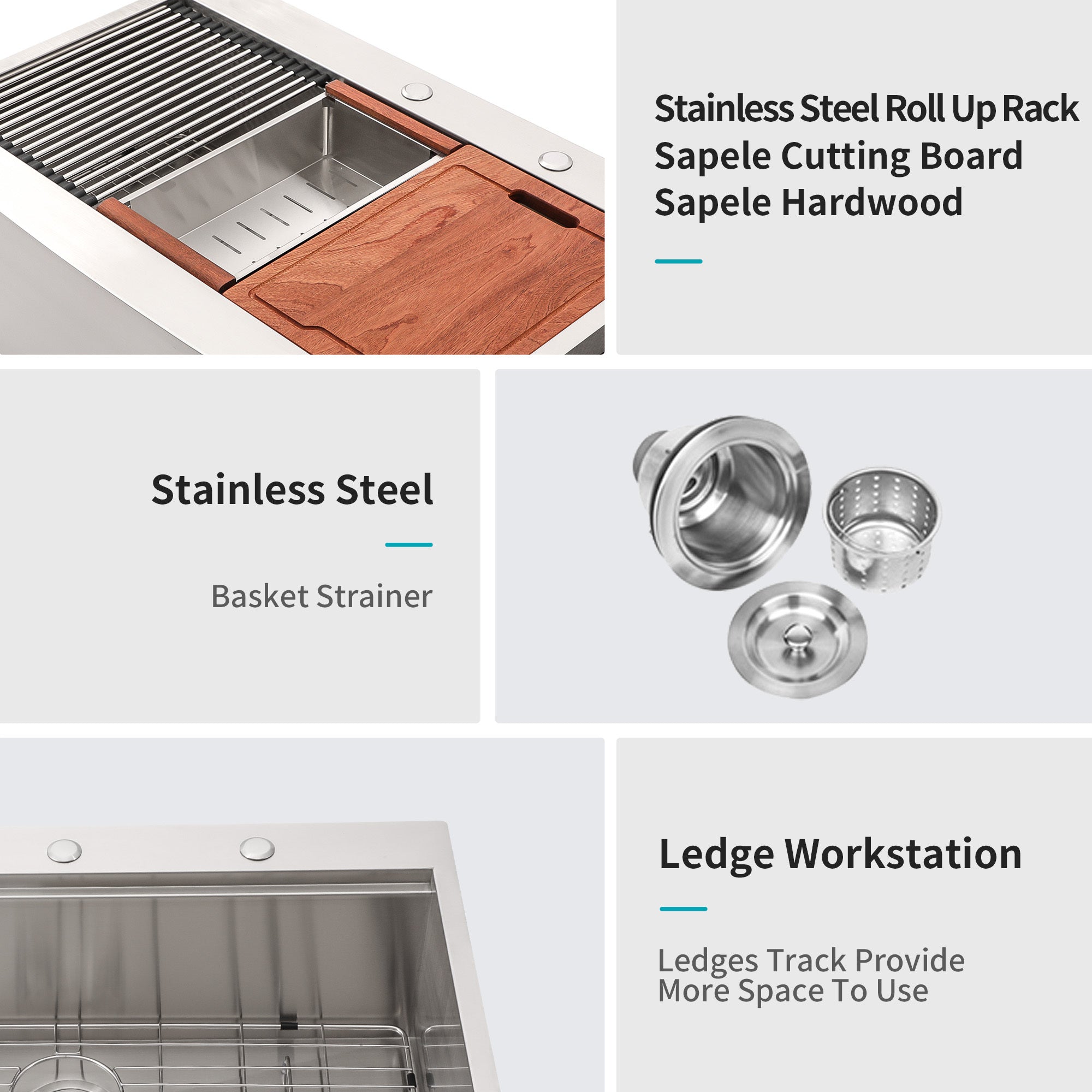 33 Drop in Farmhouse Sink Workstation - 33*22*10 Inch Kitchen Sink Stainless Steel 16 gauge Topmount Apron Front Kitchen Sink