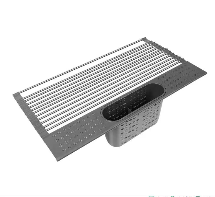 Roll-up Drying Rack Drainer Rack Vegetable Sponge Drainer Dish Over Sink Rack Drying Shelf Stainless Steel Drainer Holder