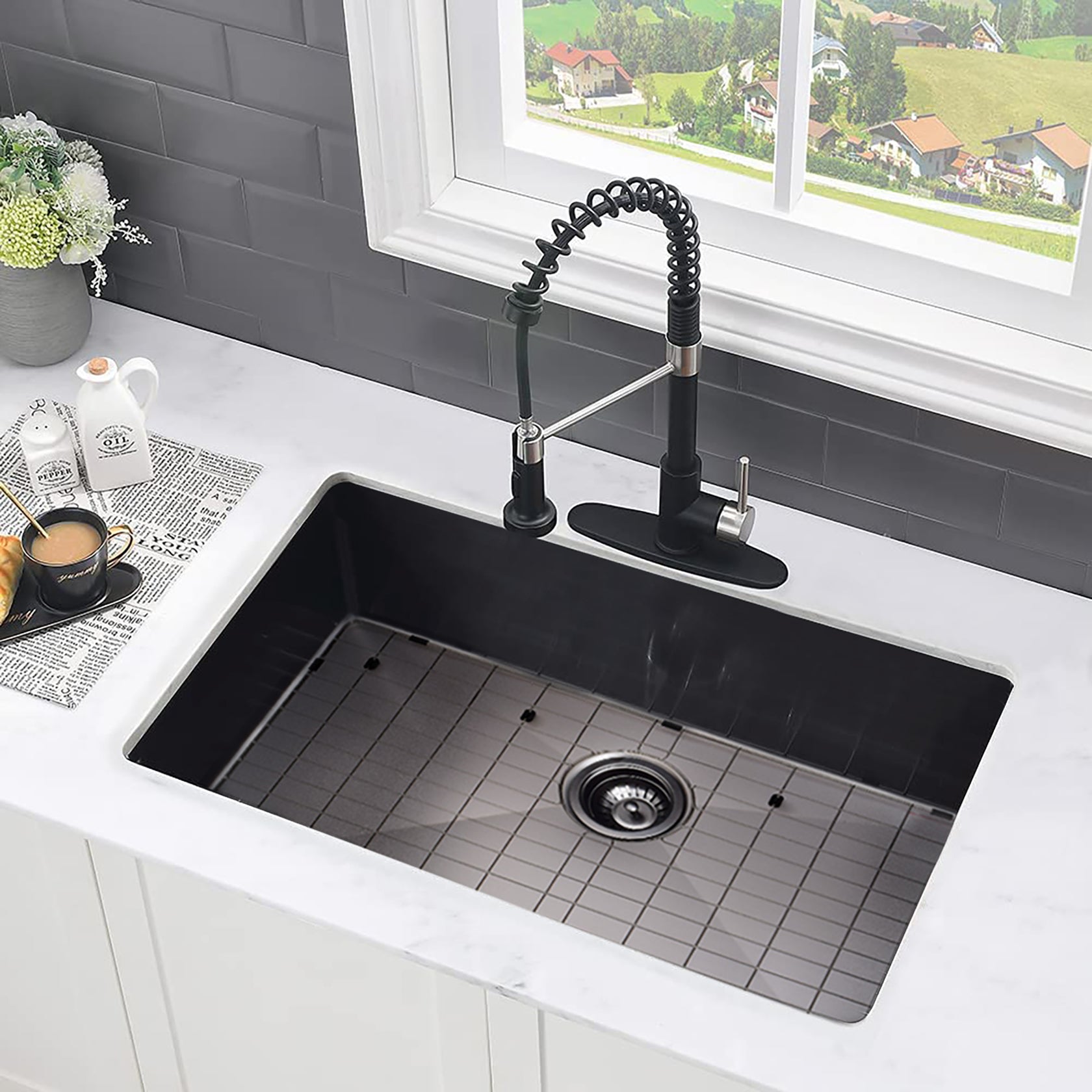 32" L X 18" W Undermount Kitchen Sink With Sink Grid