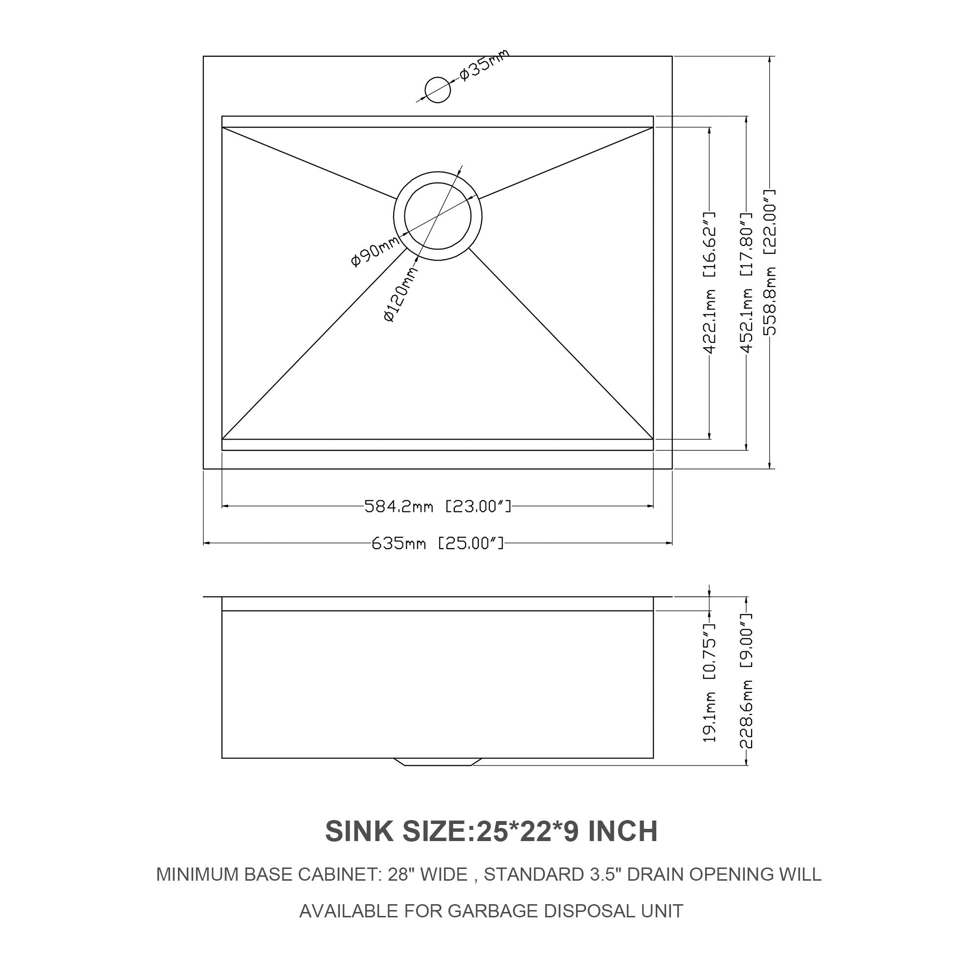 25 Inch Drop Kitchen Sink - 25 "x 22" Kitchen Sink Stainless Steel 18 Gauge Workstation Sink Drop-in Topmount Single Bowl Kitchen Sink