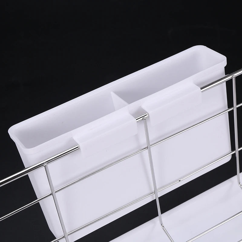 Stainless Steel Dish Drainer Drying Rack With 3-Piece Set Removable Rust Proof Utensil Holde For Kitchen Counter Storage Rack